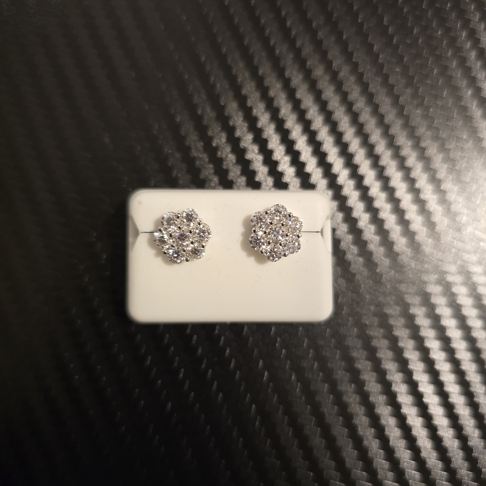 Moissanite Cluster Stud Earrings 💎 925 Sterling Silver